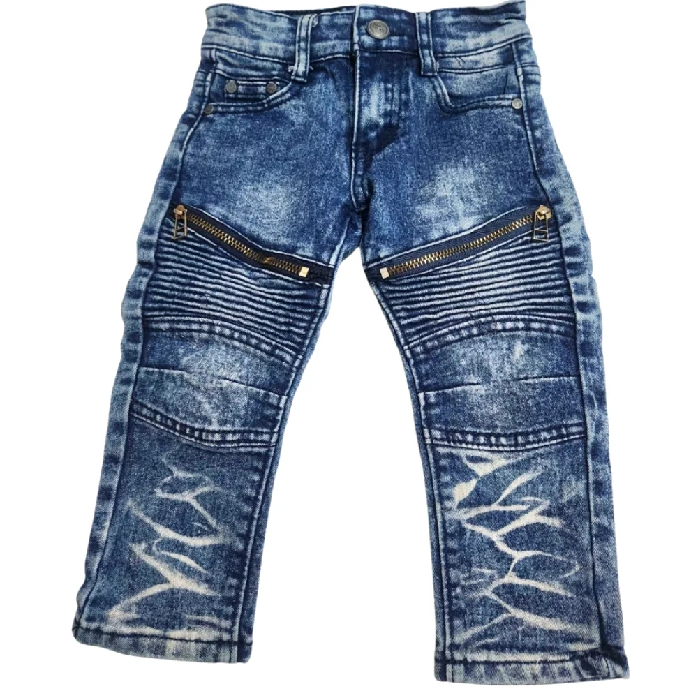 GS-115 Stylish 2T Blue Denim Acid Wash Jeans - Picture 1 of 6